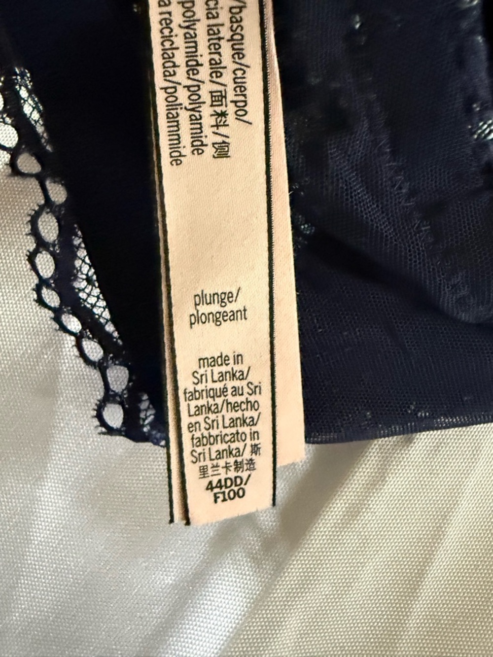 Victoria's Secret Navy Lace Plunge Underwire Bra with Gold Accent Size 44DD - Picture 12 of 12